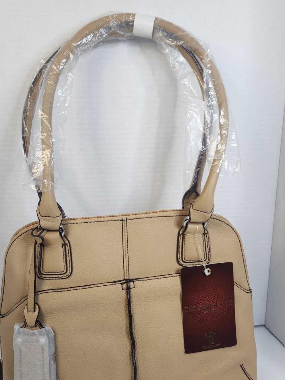 Tignanello Pebbled Leather Domed Satchel Shoulder Handbag Purse - Picture 5 of 12